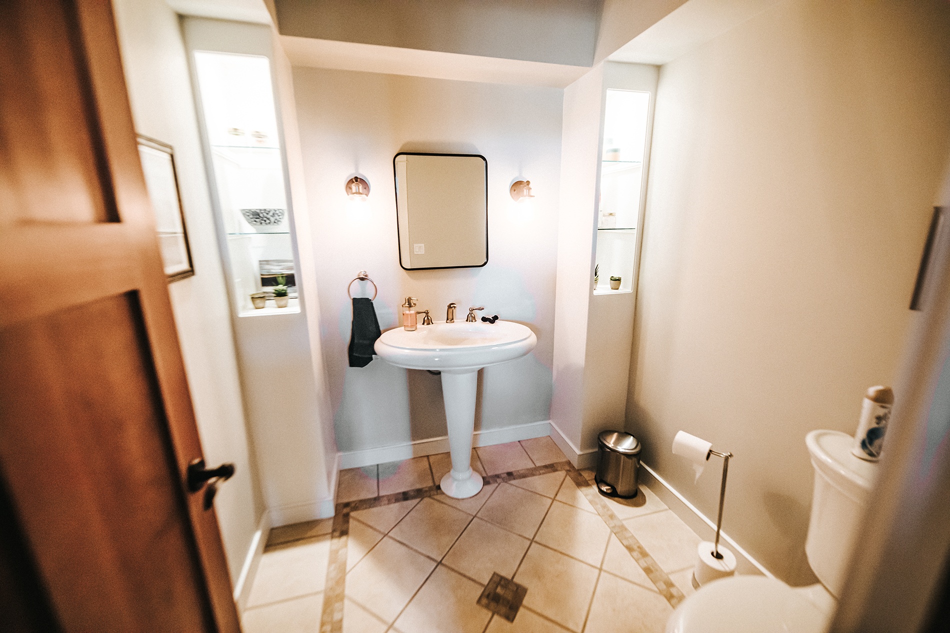 bathroom with freestanding sink